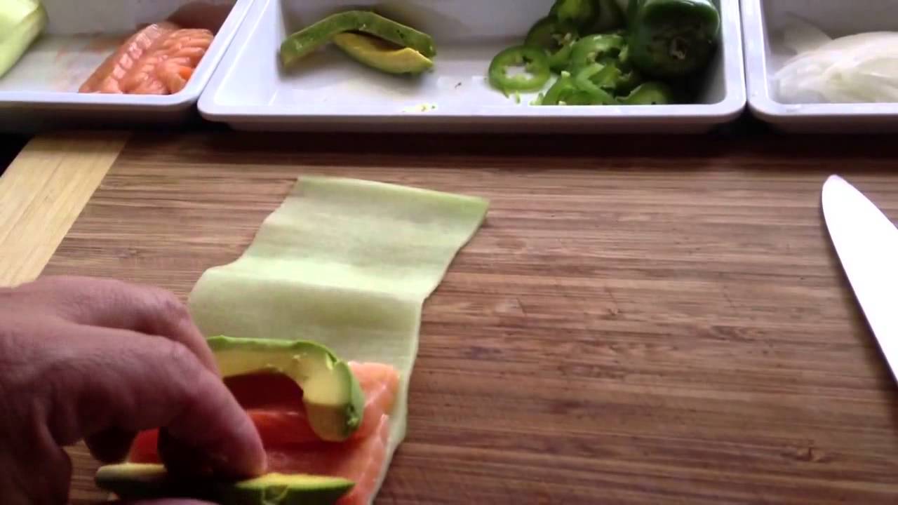 sushi cucumber wrap philadelphia roll [no rice no seaweet]recipe