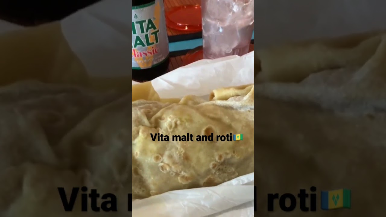 Roti and vita malt. Veejays roti 🇻🇨 st vincent #svg #travel #caribbeanfoods #foodvlog #trinidad vj