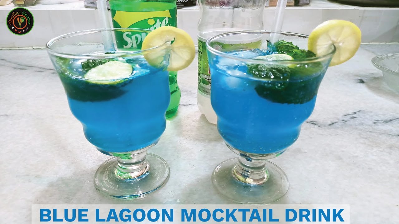 Blue Lagoon Mocktail Recipe | Blue Curacao Lemonade Drink | Thrilling Recipes