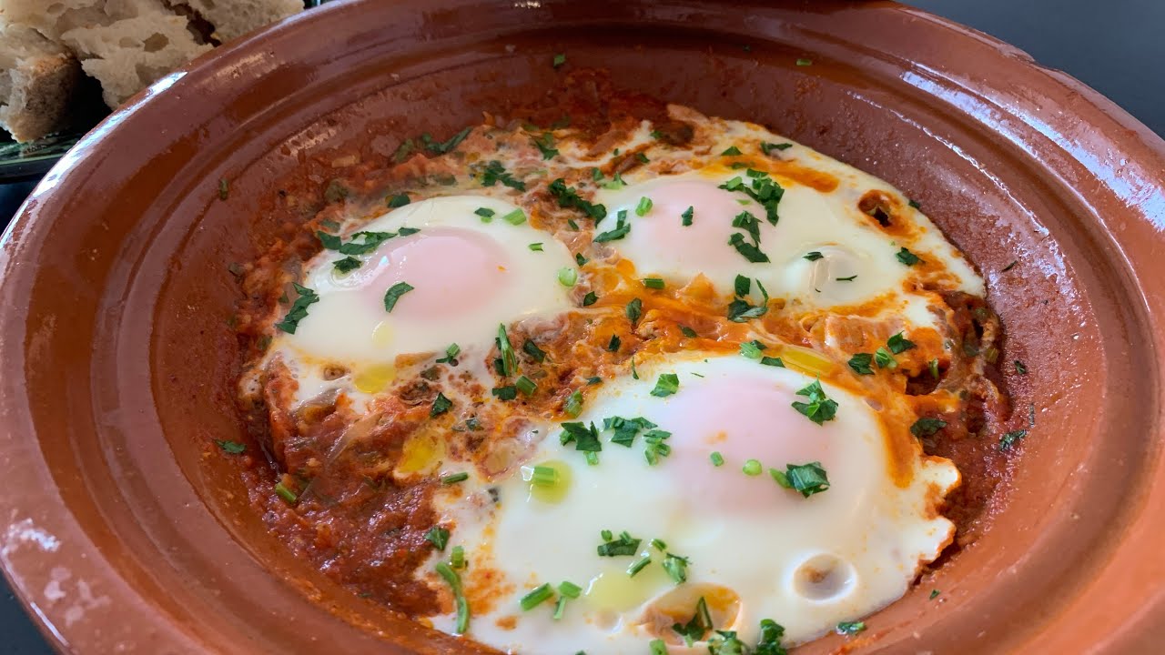 Moroccan eggs in tomato sauce