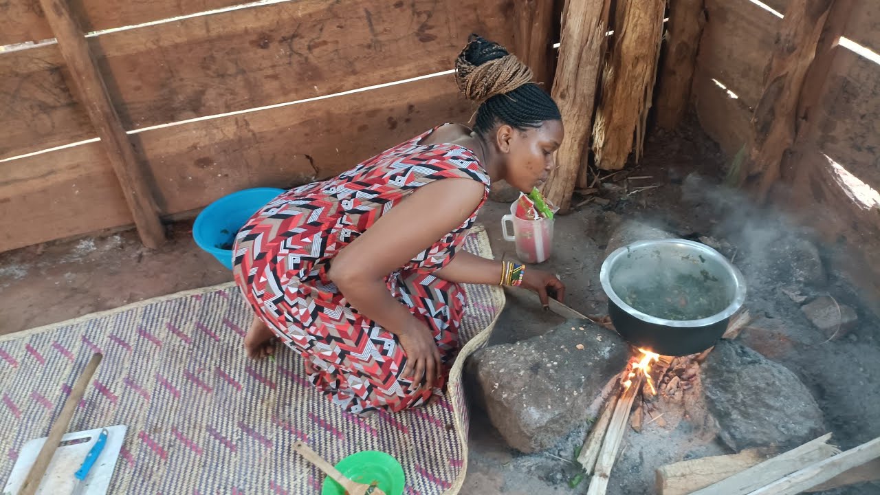 Typical African village life, cooking delicious dinner for my family