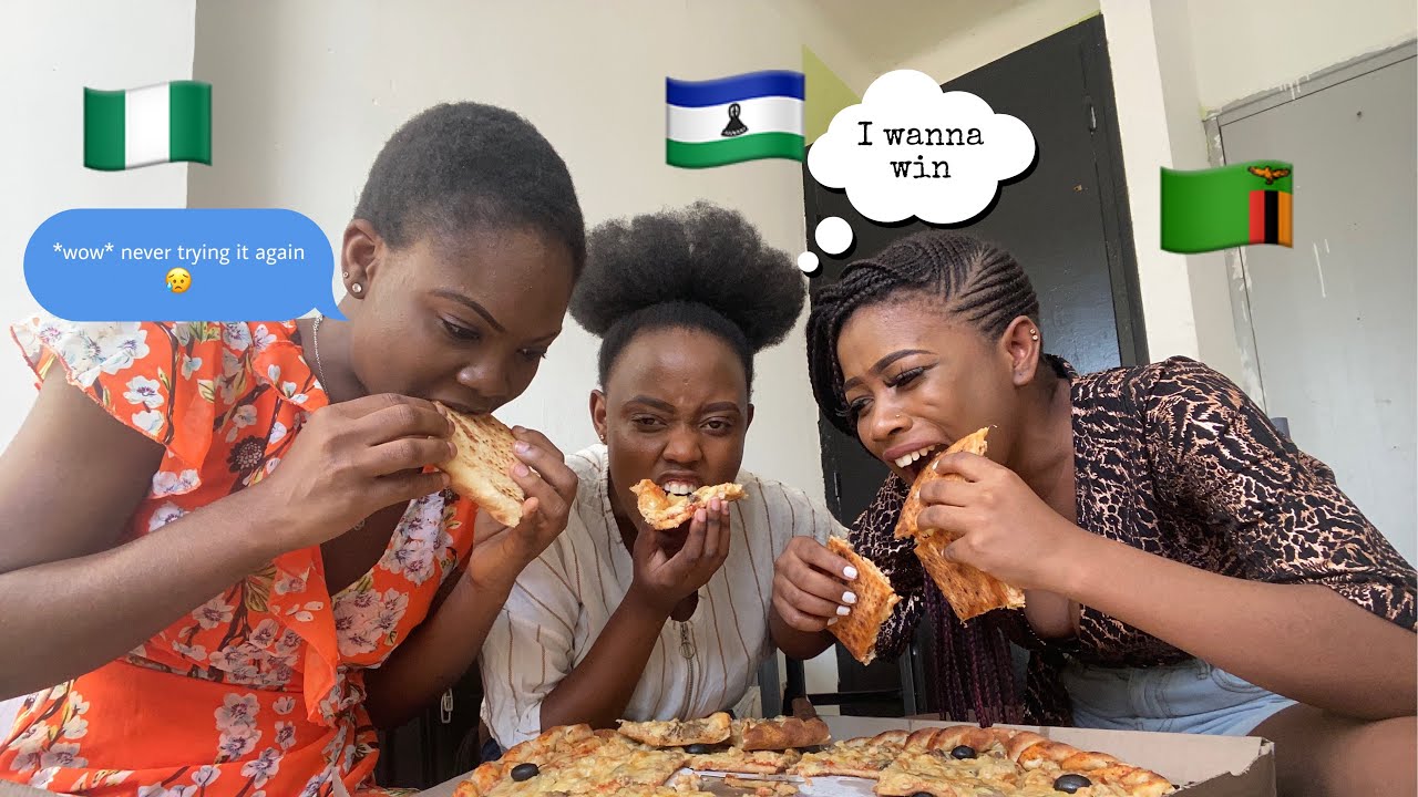 FOOD(MEGA PIZZA) CHALLENGE//NIGERIA🇳🇬VS LESOTHO 🇱🇸 VS ZAMBIA 🇿🇲 *Never trying it again😨😂*