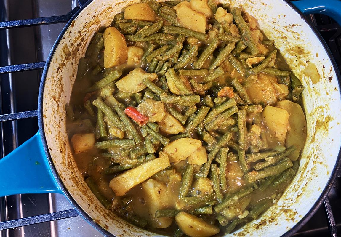 Curry Bodi With Potatoes.